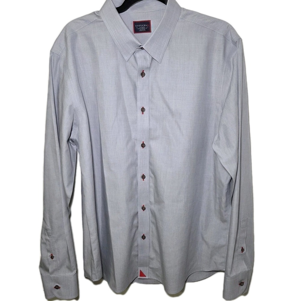UNTUCKit XL Gray Dress Shirt Mens Slim Fit Wrinkle Free Button Front Casual